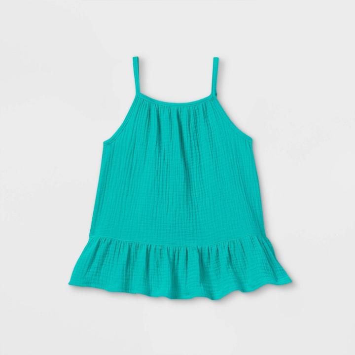 Toddler Girls' Ruffle Tank Top - Cat & Jack Turquoise