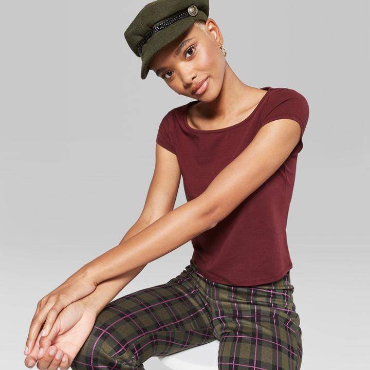 Women's Boat Neck T-shirt - Wild Fable Red