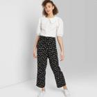 Women's Floral Print High-rise Pull-on Wide Leg Pants - Wild Fable Black