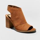 Women's Mel Microsuede Elastic Back Shielded Heel Pumps - Universal Thread Cognac (red)