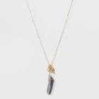 No Brand Petitestone With Hamsa And Leaf Short Necklace - Gold, Women's