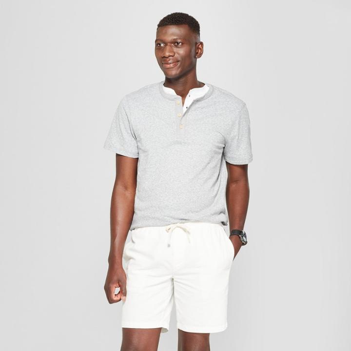 Men's Standard Fit Short Sleeve Henley Shirt - Goodfellow & Co Gray