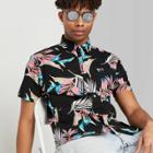 Men's Printed Short Sleeve Poplin Button-down Shirt- Original Use Black S, Men's,