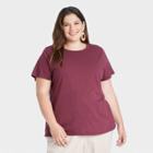 Women's Short Sleeve Casual T-shirt - A New Day Burgundy