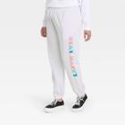 33 Revolutions Women's Plus Size Stay Happy Graphic Jogger Pants - White