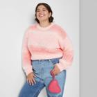 Women's Plus Size Spacedye Crewneck Pullover Sweater - Wild Fable Peach