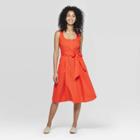 Women's Sleeveless Square Neck Dress - A New Day Orange