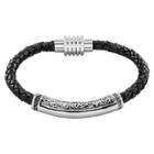 Crucible Men's Braided Leather And Stainless Steel Bracelet - Black, Black/silver