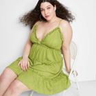 Women's Plus Size Sleeveless Tiered Babydoll Dress - Wild Fable Green
