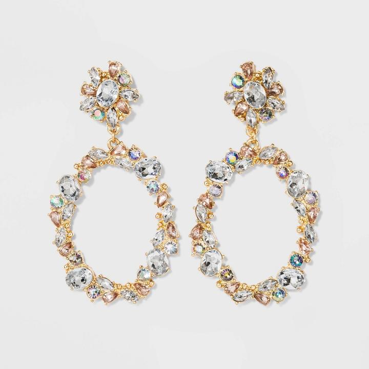 Sugarfix By Baublebar Glamorous Crystal Hoop Earrings - Iridescent, Women's