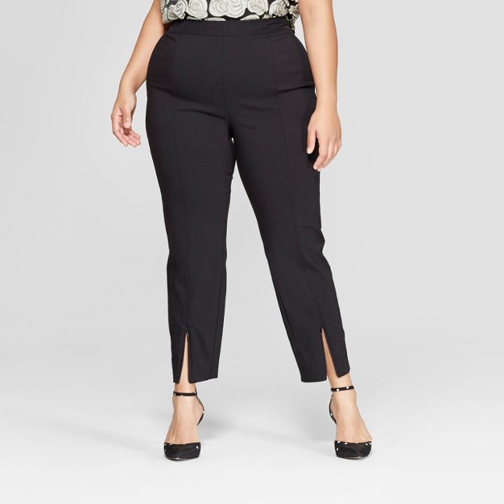 Women's Plus Size Skinny Zip Crop Pants - Who What Wear Black