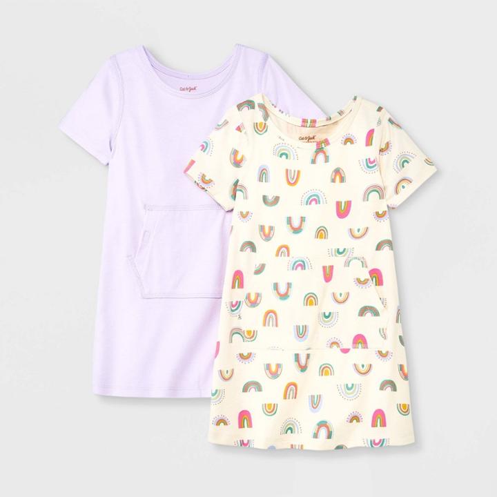 Toddler Girls' 2pk Adaptive Dress - Cat & Jack Lilac/sand 2t, Purple/brown