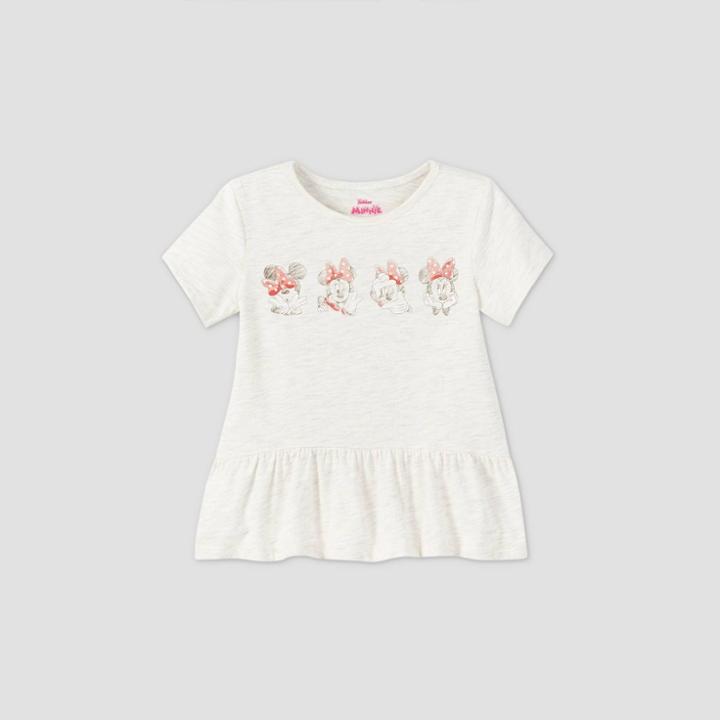 Disney Toddler Girls' Minnie Mouse Short Sleeve T-shirt - Gray