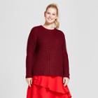 Women's Plus Size Cable Pullover Sweater - A New Day Maroon (red)