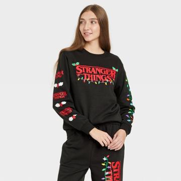 Women's Stranger Things Holiday Graphic Sweatshirt - Black