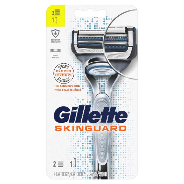 Gillette Skinguard Men's Razor - 1 Handle + 2 Razor Blade Refills
