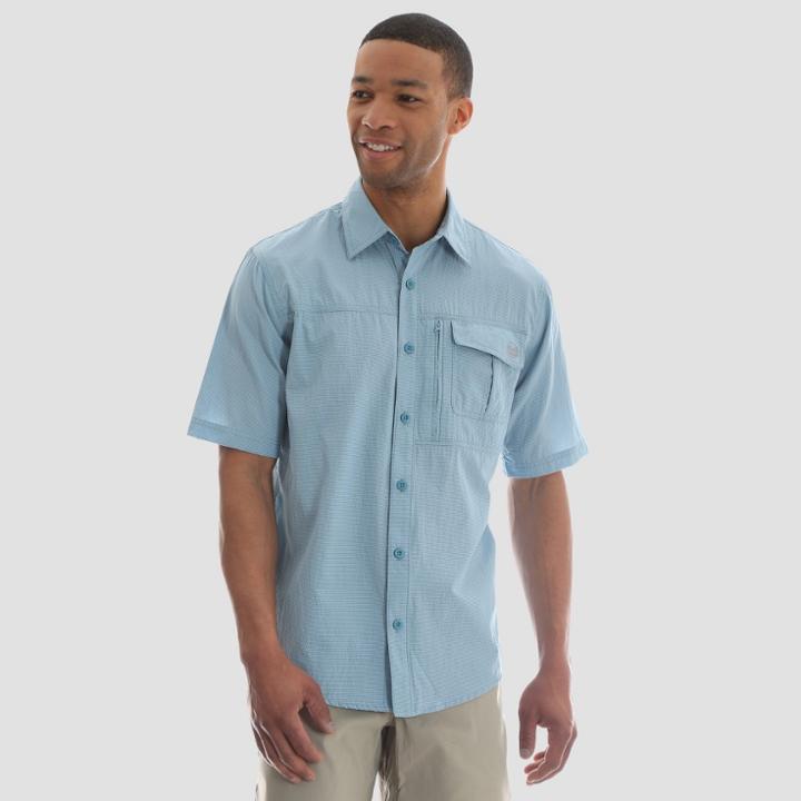 Wrangler Men's Outdoor Short Sleeve Button-down Shirt - Crystal Teal