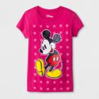 Girls' Disney Mickey Mouse Star Stack Graphic Short Sleeve T-shirt - Pink L,