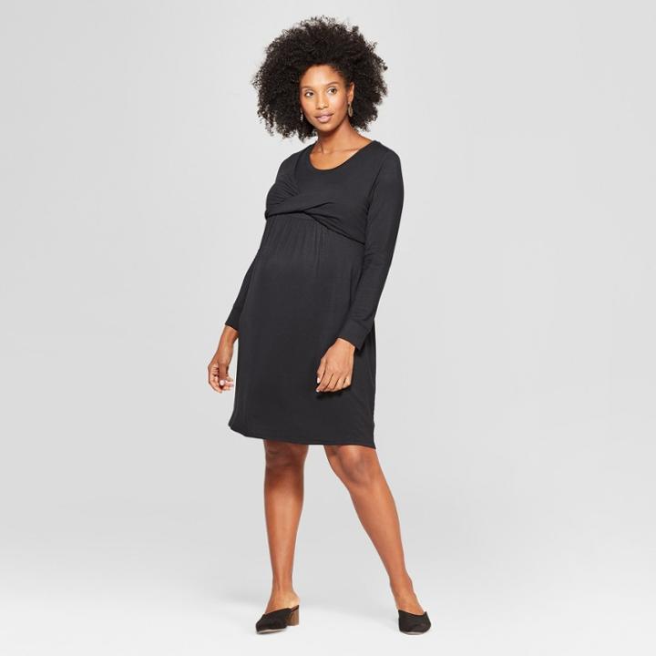 Maternity Double Layer Nursing Dress - Isabel Maternity By Ingrid & Isabel Black