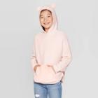 Girls' Long Sleeve Critter Hooded Sweater - Cat & Jack Light Pink M, Girl's,