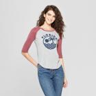 Women's 3/4 Sleeve Florida Raglan Graphic T-shirt - Awake (juniors') Heather Gray/burgundy