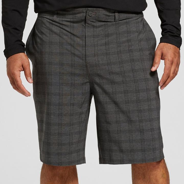 Men's Big & Tall Plaid 10.5 Broadband Hybrid Swim Shorts - Goodfellow & Co Black