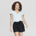 Women's Easy Fit Short Sleeve V-neck T-shirt - A New Day Turquoise
