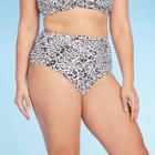 Women's Neutral Leopard Print High Waist Full Coverage Bikini Bottom - Kona Sol Cream