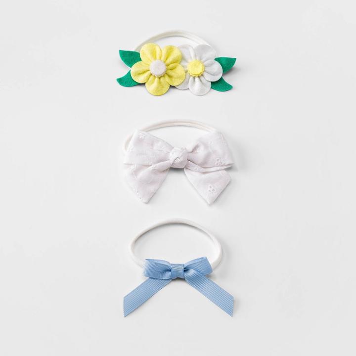 Baby Girls' 3pk Headwrap - Cat & Jack Blue/white