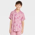 Boys' Dino Tropical Button-down Short Sleeve Resort Shirt - Cat & Jack Pink