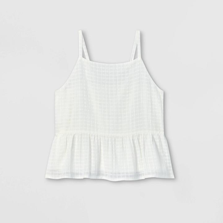 Girls' Peplum Woven Tank Top - Art Class White