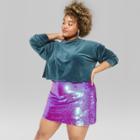Women's Plus Size Sequin Mini Skirt - Wild Fable Teal
