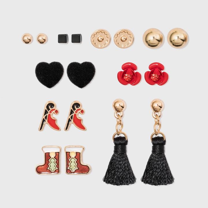 No Brand Sleigh Disc Stocking Rose Ball Stud Boxed Novelty Earrings, Women's,