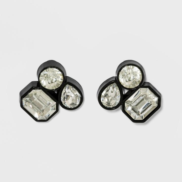 Cluster Stone Button Earrings - A New Day White Crystal