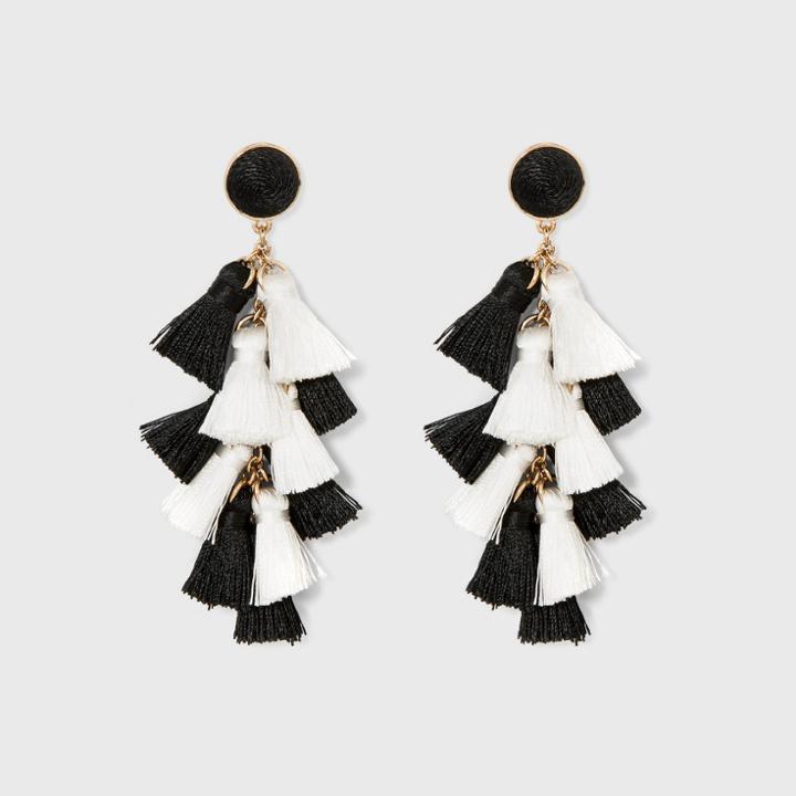 Sugarfix By Baublebar Multi-tassel Drop Earrings - Black/white, Girl's