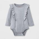 Baby Girls' Dot Ruffle Long Sleeve Bodysuit - Cat & Jack Gray Newborn