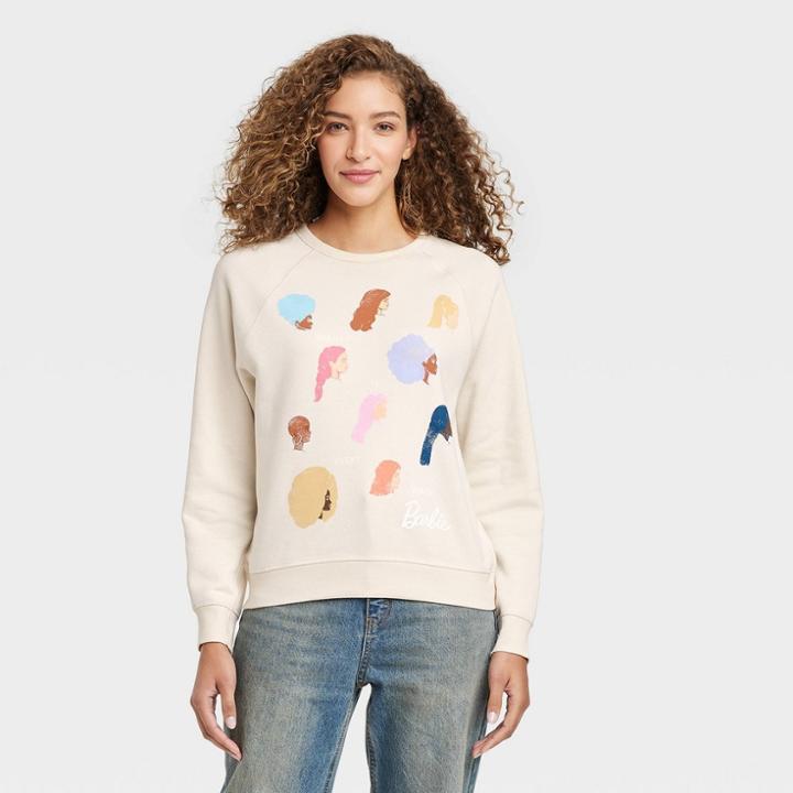 Grayson Threads Women's Barbie Hairstyles Graphic Sweatshirt - Beige