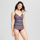 Women's Twist Front Cup Size Tankini Top - Merona Multi Stripe 40dd,