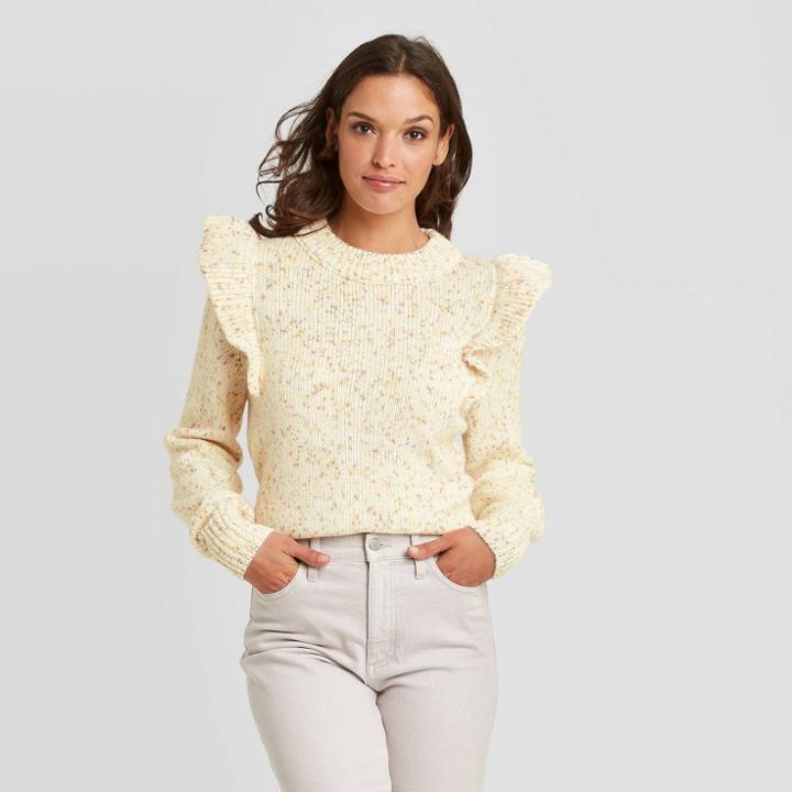 Women's Crewneck Pullover Sweater - Universal Thread Cream