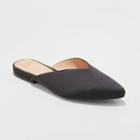 Women's Lan Faux Satin V Throat Backless Mules - A New Day Black