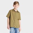 Boys' Woven Short Sleeve Button-down Shirt - Art Class Green