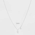 Silver Plated Cubic Zirconia Initial 'q' Chain Pendant Necklace And Earring Set - A New Day