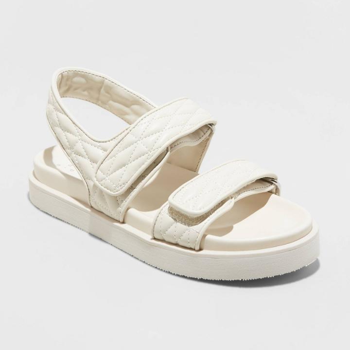 Women's Ruthie Quilted Footbed Sandals - A New Day Off-white