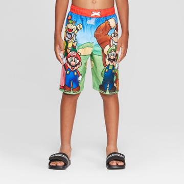 Boys' Super Mario Swim Shorts - Blue L,
