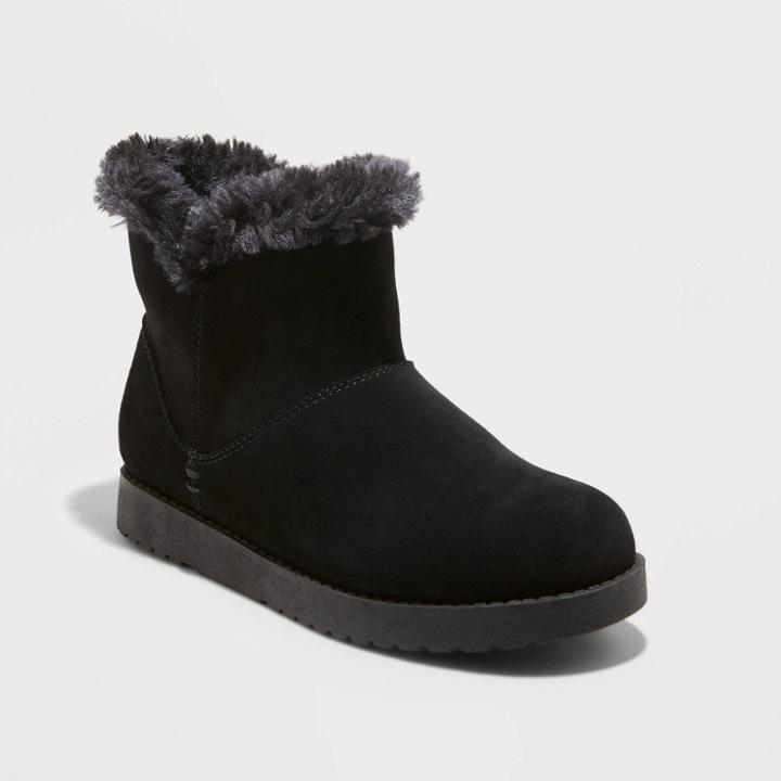 Women's Claudia Wide Width Short Shearling Style Boots - Universal Thread Black
