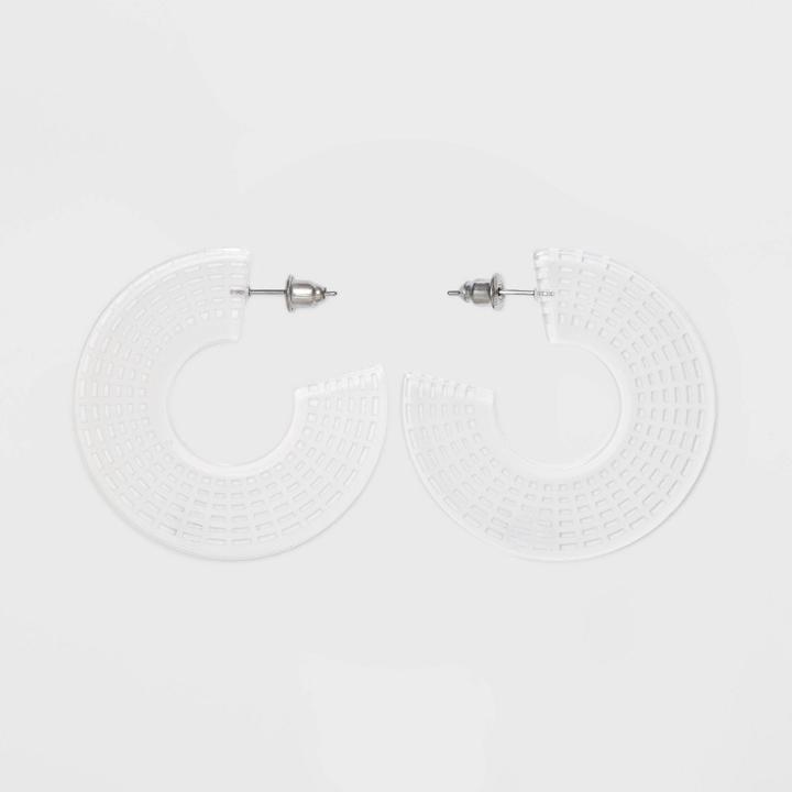 Mesh Detail Acrylic Hoop Earrings - Wild Fable White