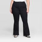 Women's Plus Size High-rise Button Fly Flare Jeans - Universal Thread Black