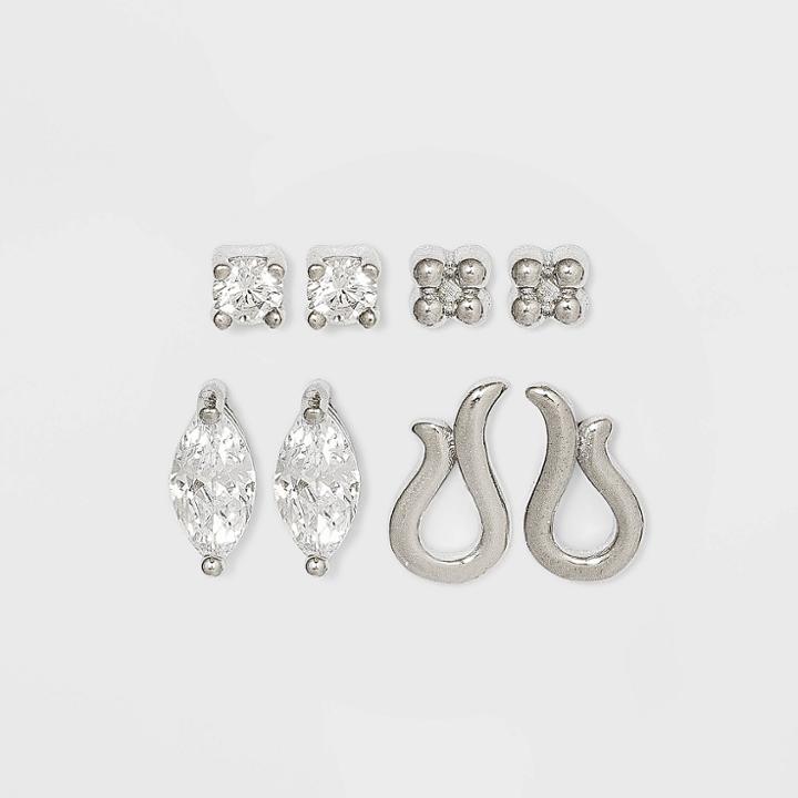 Sterling Silver Cubic Zirconia Marquis Ball Stud Earrings - A New Day