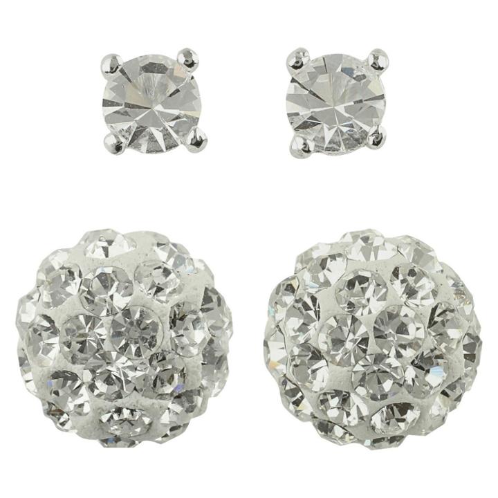 Distributed By Target Round Post And Fireball Crystal Earrings Set Of