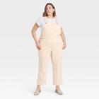 Women's Plus Size High-rise Ankle Length Taper Denim Overall Jeans - Universal Thread Ecru 16w, Blue/white